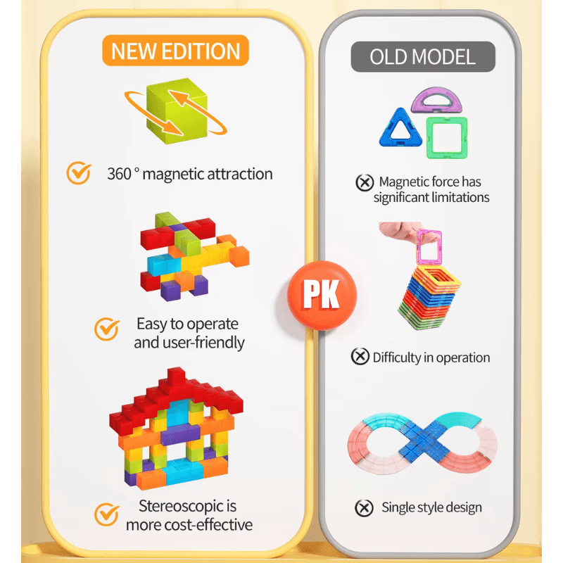 Set Cuburi Magnetice Educative 3D Ludiro, 96 Piese pentru Creativitate, Logica si Dezvoltare STEM