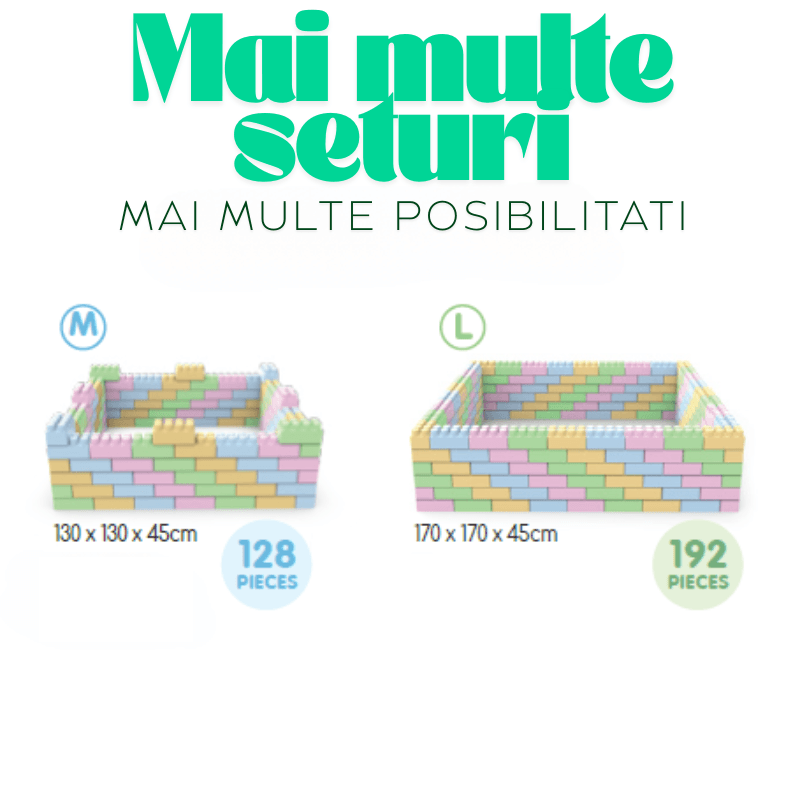 Set 48 Cuburi XXL de Constructie Ludiro, Plastic ABS Non-toxic, Dezvoltare Creativa si Motrica pentru Copii, 18 luni+