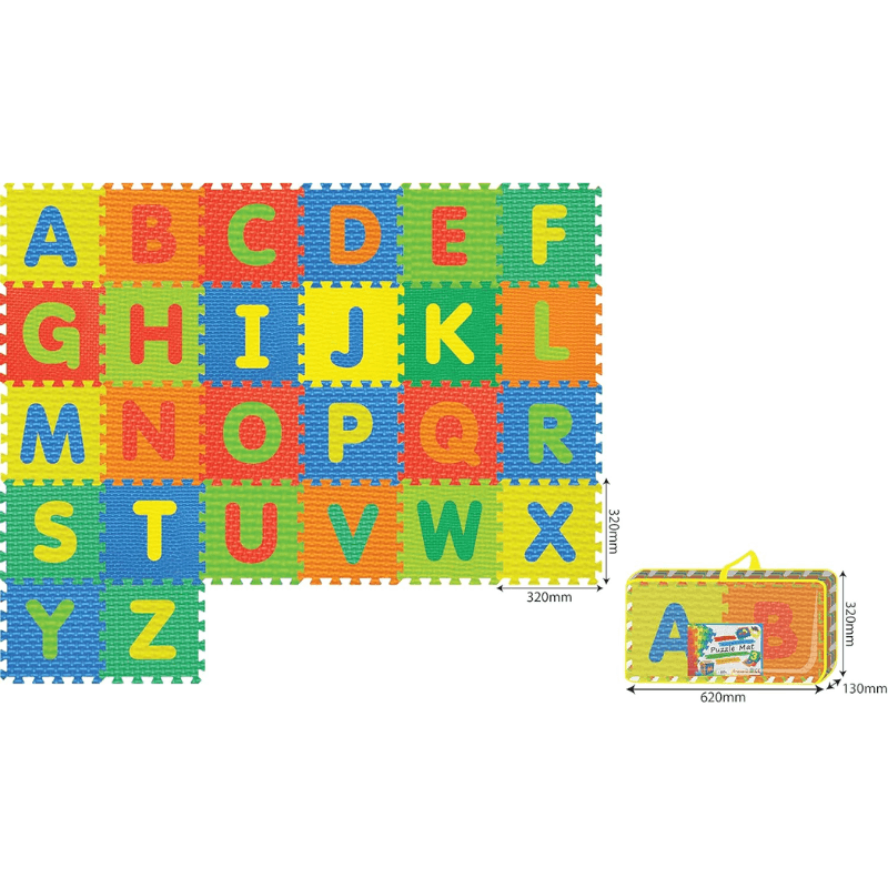 Covor Puzzle copii LUDIRO cu Litere A-Z Detasabile, Spuma EVA Sigura, 26 Piese 32x32 cm