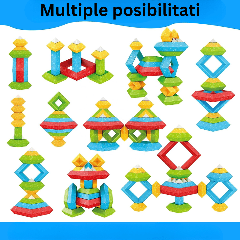 Set 30 Piese Colorate de Stivuit pentru Copii 1-5, Jucarie Educationala STEM