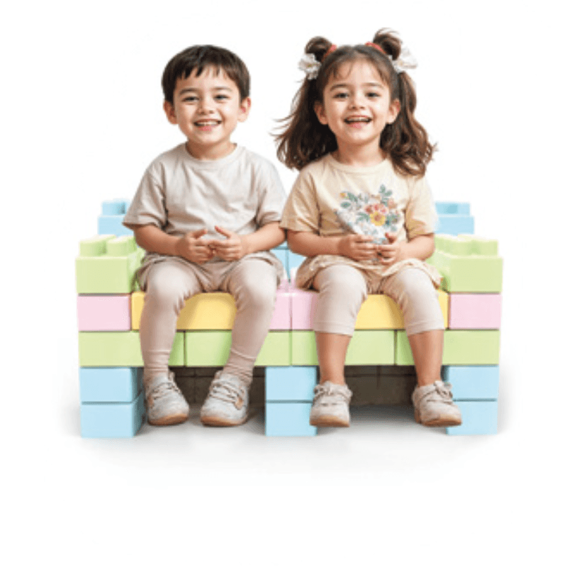 Set 48 Cuburi XXL de Constructie Ludiro, Plastic ABS Non-toxic, Dezvoltare Creativa si Motrica pentru Copii, 18 luni+