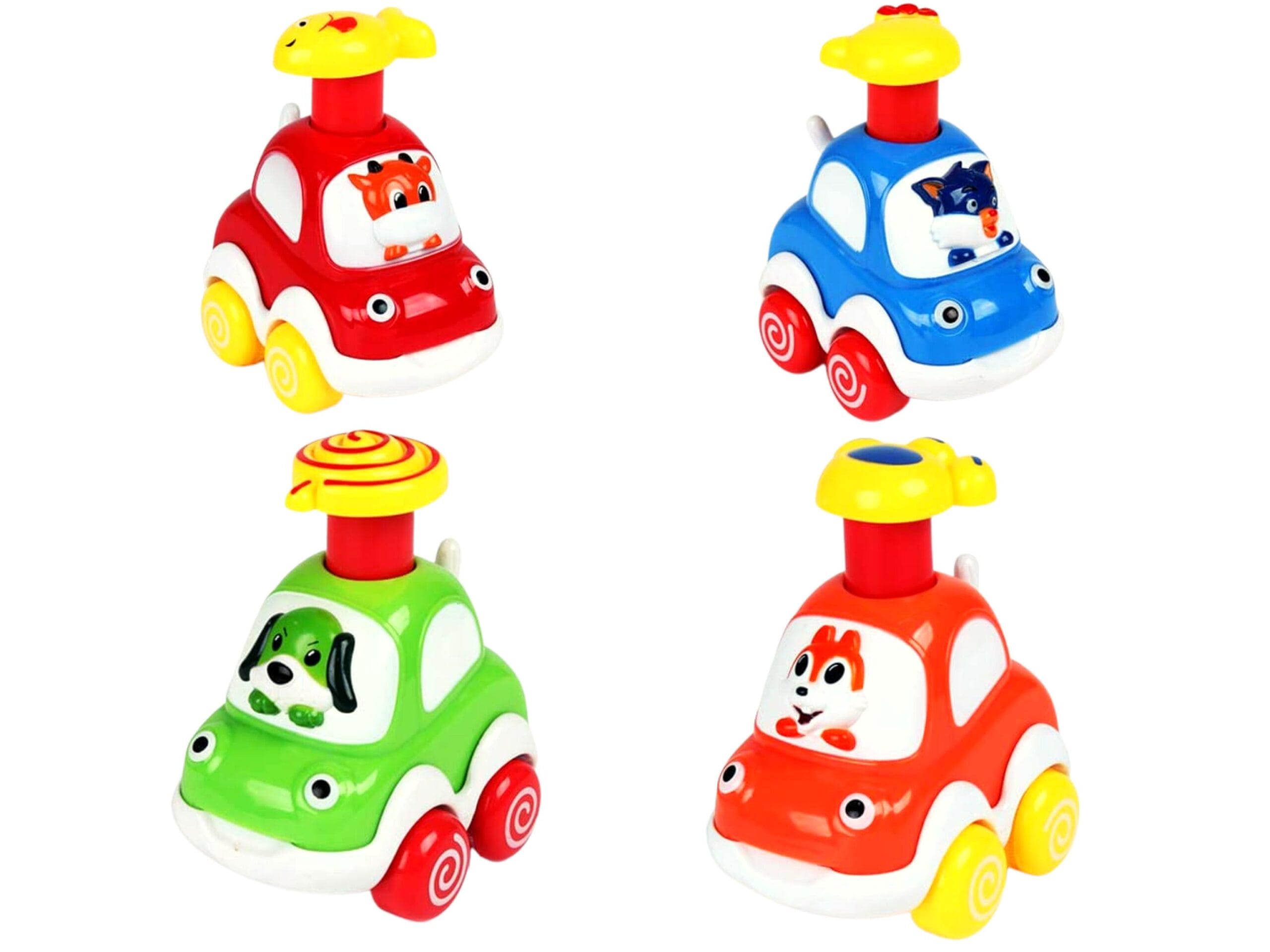 Set 4 Masinute Colorate Interactive, Apasa si Merge, 8x6x10 Cm, +18 Luni