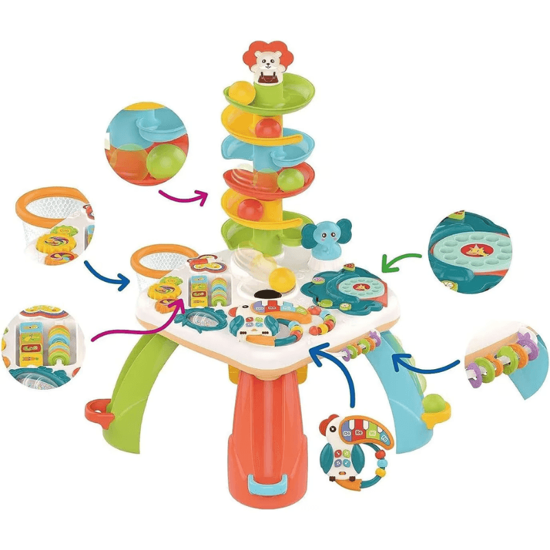 Masuta Educativa Multifunctionala cu Pian, Bile, Sunete, Lumini, Jocuri si Jucarii pentru Dentitie