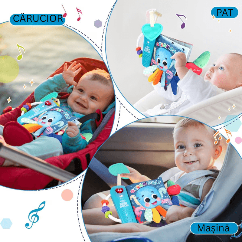 Carte Muzicala Interactiva LUDIRO, Prietenii din Ocean cu Cozi 3D, Lumini Interactive, Pentru Bebelusi +6 Luni