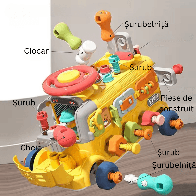 Autobuz Educativ Multifunctional Ludiro pentru Copii, 43 Accesorii si Activitati STEM