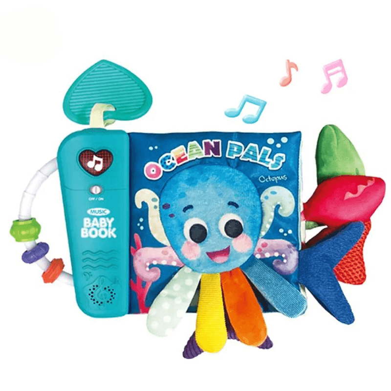 Carte Muzicala Interactiva LUDIRO, Prietenii din Ocean cu Cozi 3D, Lumini Interactive, Pentru Bebelusi +6 Luni