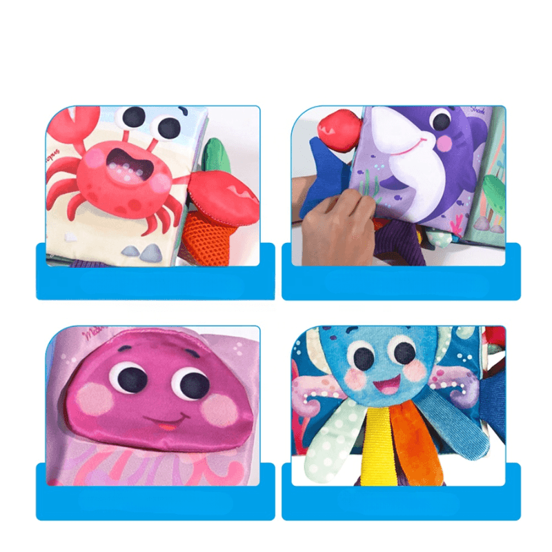 Carte Muzicala Interactiva LUDIRO, Prietenii din Ocean cu Cozi 3D, Lumini Interactive, Pentru Bebelusi +6 Luni